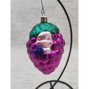 Susan Torrence Global Village Blown Glass Ornament 1999 Loving Bunch‎ Bebe Grape